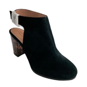Vionic Heels Black Suede Lacey Tortoise Heel Ankle Strap Shoes 7.5